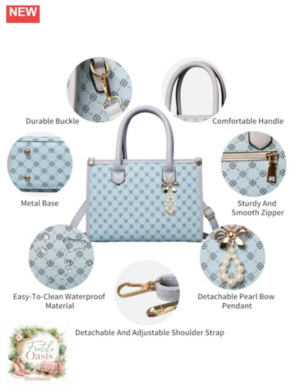 PU Leather Satchel Handbag Set with Bow - Spacious Tote Shoulder Bag with